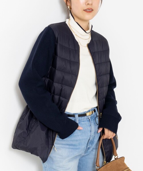NOLLEY’S(ノーリーズ)の「【WEB&一部店舗限定色アイテム】【TAION/タイオン】ニットコンビダウンジャケット(ダウンジャケット/コート・レディース・ネイビー/オフホワイト/ブラック・FREE)」の3枚目の写真