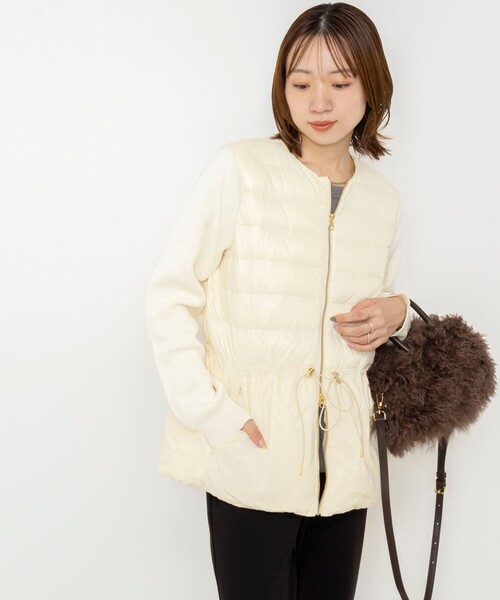 NOLLEY’S(ノーリーズ)の「【WEB&一部店舗限定色アイテム】【TAION/タイオン】ニットコンビダウンジャケット(ダウンジャケット/コート・レディース・ネイビー/オフホワイト/ブラック・FREE)」の21枚目の写真