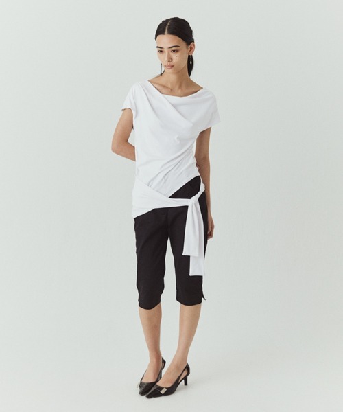 kiehtova（キエトヴァ）の「【kiehtova】SIENA DRAPE TOPS/シエナ ドレープトップス（Tシャツ/カットソー・レディース・ブラウン/ブラック/ホワイト・FREE）」の12枚目の写真