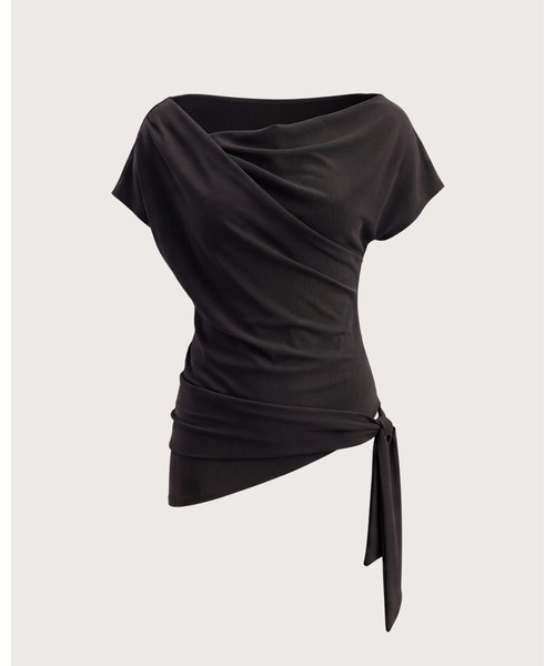kiehtova（キエトヴァ）の「【kiehtova】SIENA DRAPE TOPS/シエナ ドレープトップス（Tシャツ/カットソー・レディース・ブラウン/ブラック/ホワイト・FREE）」の17枚目の写真