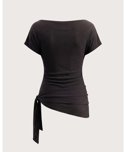 kiehtova（キエトヴァ）の「【kiehtova】SIENA DRAPE TOPS/シエナ ドレープトップス（Tシャツ/カットソー・レディース・ブラウン/ブラック/ホワイト・FREE）」の18枚目の写真