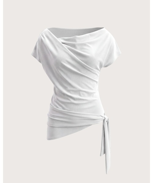 kiehtova（キエトヴァ）の「【kiehtova】SIENA DRAPE TOPS/シエナ ドレープトップス（Tシャツ/カットソー・レディース・ブラウン/ブラック/ホワイト・FREE）」の20枚目の写真