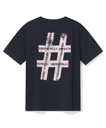 ウィメンズヴィンテージハッシュタグ半袖Tシャツ（チャコール）