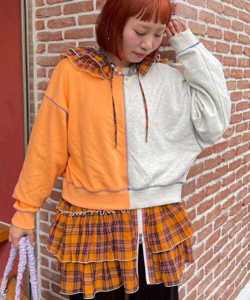 HELLO.SANFRANCISCO(ハローサンフランシスコ)の「【HELLO.SANFRANCISCO/ハローサンフランシスコ】2WAY配色リボンスウェット(Tシャツ/カットソー・レディース・ブルー/グレー・ONE SIZE)」の2枚目の写真