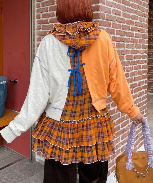 HELLO.SANFRANCISCO(ハローサンフランシスコ)の「【HELLO.SANFRANCISCO/ハローサンフランシスコ】2WAY配色リボンスウェット(Tシャツ/カットソー・レディース・ブルー/グレー・ONE SIZE)」の5枚目の写真