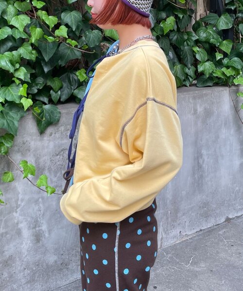 HELLO.SANFRANCISCO(ハローサンフランシスコ)の「【HELLO.SANFRANCISCO/ハローサンフランシスコ】2WAY配色リボンスウェット(Tシャツ/カットソー・レディース・ブルー/グレー・ONE SIZE)」の10枚目の写真