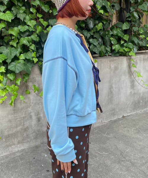 HELLO.SANFRANCISCO(ハローサンフランシスコ)の「【HELLO.SANFRANCISCO/ハローサンフランシスコ】2WAY配色リボンスウェット(Tシャツ/カットソー・レディース・ブルー/グレー・ONE SIZE)」の17枚目の写真