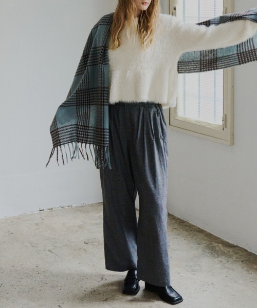 ELNEsoi(エルネソワ)の「チェック柄ツータックワイドパンツ(その他パンツ・レディース・ベージュ/チャコールグレー・FREE)」の20枚目の写真