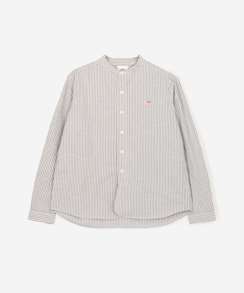 DANTON(ダントン)の「DANTON | オックスフォード バンドカラーシャツ STRIPE WOMEN(シャツ/ブラウス・レディース・ブルー系その他5・38/36/34)」の2枚目の写真