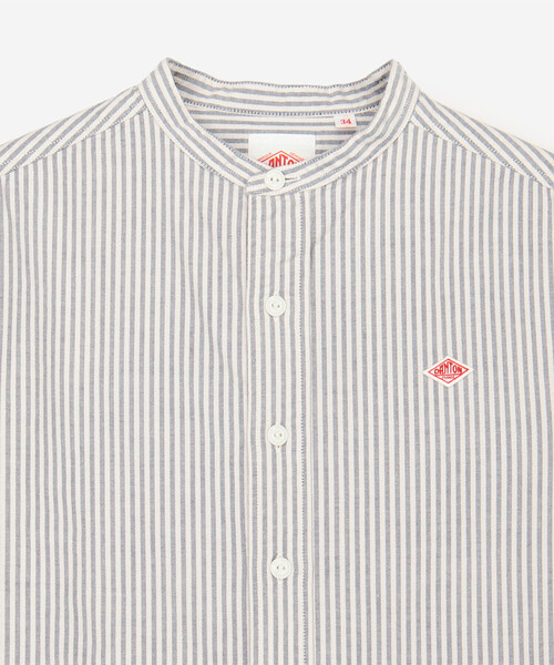 DANTON(ダントン)の「DANTON | オックスフォード バンドカラーシャツ STRIPE WOMEN(シャツ/ブラウス・レディース・ブルー系その他5・38/36/34)」の4枚目の写真