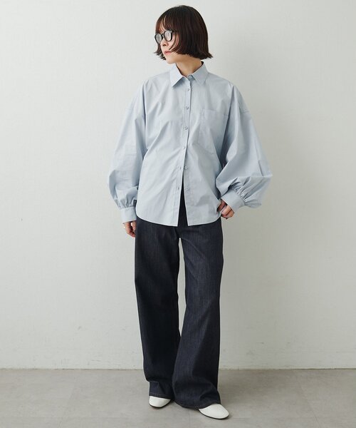 Whim Gazette(ウィムガゼット)の「タイプライターボリュームスリーブシャツ(シャツ/ブラウス・レディース・サックスブルー/ホワイト・FREE)」の6枚目の写真