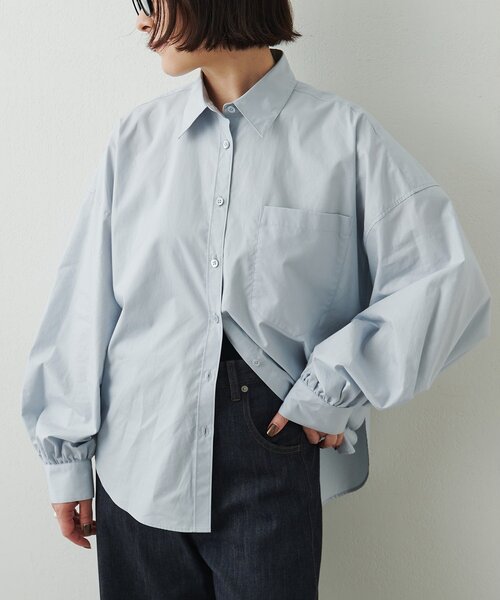 Whim Gazette(ウィムガゼット)の「タイプライターボリュームスリーブシャツ(シャツ/ブラウス・レディース・サックスブルー/ホワイト・FREE)」の7枚目の写真