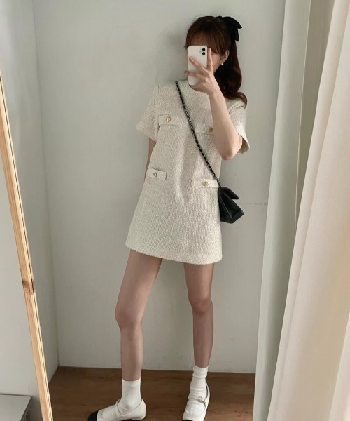 FAVORITO(ファヴォリート)の「ツイードワンピース(ワンピース・レディース・ベージュ/ブラック・F)」の13枚目の写真