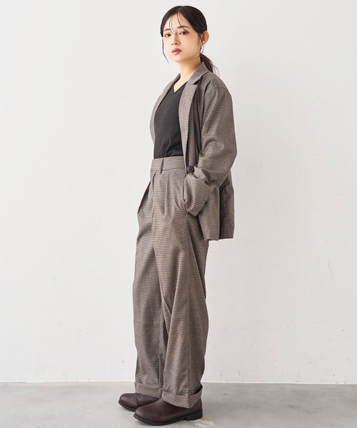 mil(ミル)の「ダブルタックパンツ【588242】(スラックス・レディース・グレイッシュベージュ/ブラック/ブラウン系/チャコールグレー・S-Regular/S-Short/M-Regular/M-Short/FREE)」の7枚目の写真