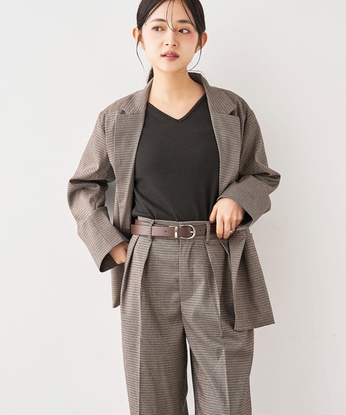 mil(ミル)の「ダブルタックパンツ【588242】(スラックス・レディース・グレイッシュベージュ/ブラック/ブラウン系/チャコールグレー・S-Regular/S-Short/M-Regular/M-Short/FREE)」の10枚目の写真