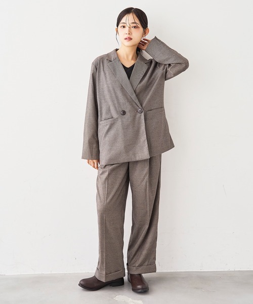 mil(ミル)の「ダブルタックパンツ【588242】(スラックス・レディース・グレイッシュベージュ/ブラック/ブラウン系/チャコールグレー・S-Regular/S-Short/M-Regular/M-Short/FREE)」の5枚目の写真