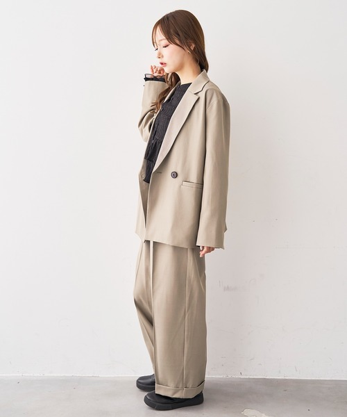 mil(ミル)の「ダブルタックパンツ【588242】(スラックス・レディース・グレイッシュベージュ/ブラック/ブラウン系/チャコールグレー・S-Regular/S-Short/M-Regular/M-Short/FREE)」の16枚目の写真