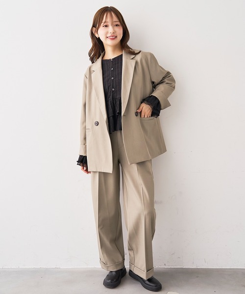 mil(ミル)の「ダブルタックパンツ【588242】(スラックス・レディース・グレイッシュベージュ/ブラック/ブラウン系/チャコールグレー・S-Regular/S-Short/M-Regular/M-Short/FREE)」の15枚目の写真