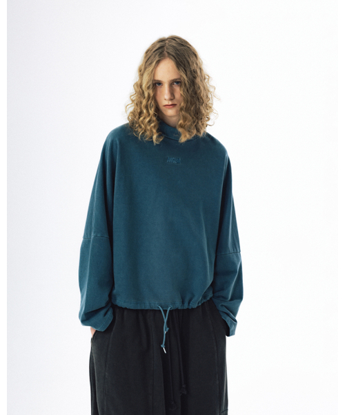 ANGLAN(アングラン)の「Pigment High-Neck Sweat Shirt - Washed Navy(スウェット・メンズ・その他・ONE SIZE)」の4枚目の写真