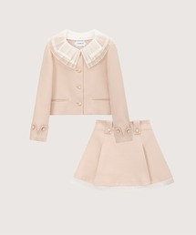 LA POMME petit（ラポミ・プチ）の「Princess Lace Collar Woolly Pearl Set Up/プリンセスレースカラーウーリーパールセットアップ（セットアップ）」