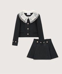 LA POMME petit（ラポミ・プチ）の「Princess Lace Collar Woolly Pearl Set Up/プリンセスレースカラーウーリーパールセットアップ（セットアップ）」