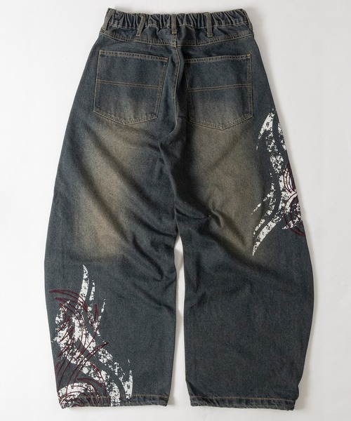 JOHN'S CLOSET(ジョンズクローゼット)の「【13】12oz プリント&刺繍 カーブシルエットデニムパンツ ドローコード付(デニムパンツ・メンズ・インディゴブルー/ブラック・MEDIUM/LARGE)」の15枚目の写真