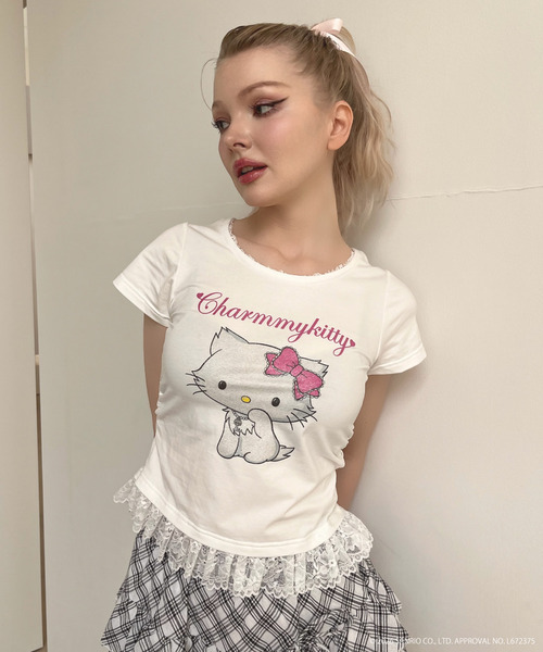 MORE self LOVE(モアセルフラブ)の「【CHARMMY KITTY】GLITTER TEE(Tシャツ/カットソー・レディース・ブラック/オフホワイト・FREE)」の1枚目の写真