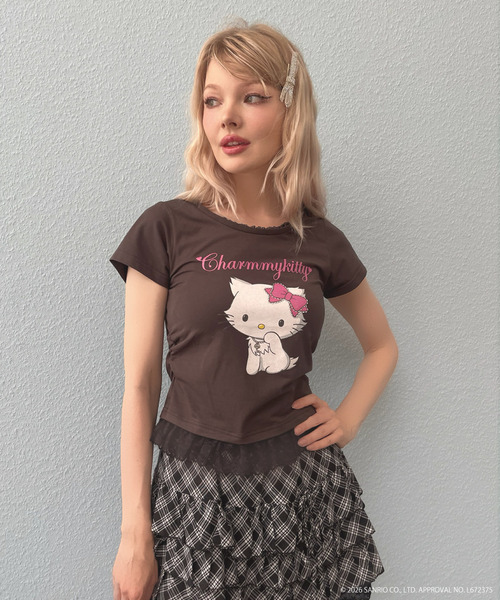 MORE self LOVE(モアセルフラブ)の「【CHARMMY KITTY】GLITTER TEE(Tシャツ/カットソー・レディース・ブラック/オフホワイト・FREE)」の4枚目の写真