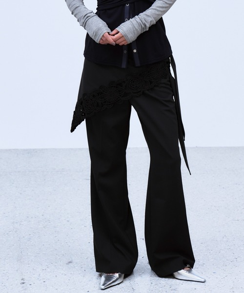 THINGS THAT MATTER(シングス ザット マター)の「MICROCOSMOS WRAP LACE BELTED PANTS / マイクロコスモスラップレースベルテッドパンツ(スラックス・レディース・グレー/ブラック・1/2)」の11枚目の写真