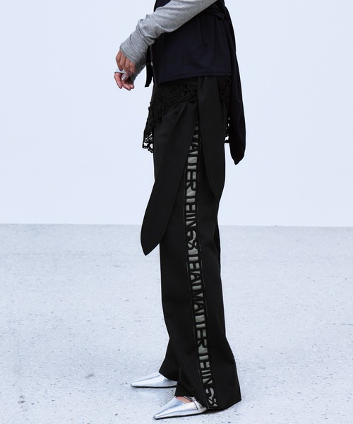 THINGS THAT MATTER(シングス ザット マター)の「MICROCOSMOS WRAP LACE BELTED PANTS / マイクロコスモスラップレースベルテッドパンツ(スラックス・レディース・グレー/ブラック・1/2)」の12枚目の写真