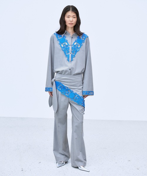 THINGS THAT MATTER(シングス ザット マター)の「MICROCOSMOS WRAP LACE BELTED PANTS / マイクロコスモスラップレースベルテッドパンツ(スラックス・レディース・グレー/ブラック・1/2)」の16枚目の写真