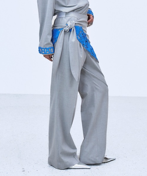 THINGS THAT MATTER(シングス ザット マター)の「MICROCOSMOS WRAP LACE BELTED PANTS / マイクロコスモスラップレースベルテッドパンツ(スラックス・レディース・グレー/ブラック・1/2)」の18枚目の写真