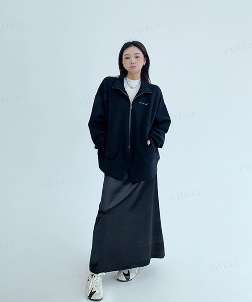 Dalfwin(ダールフィン)の「RICECAKE刺繍ロゴダブルジップハイネックジャケット(ブルゾン・レディース・ブラック/ダークグレー/ダークブラウン・FREE)」の9枚目の写真