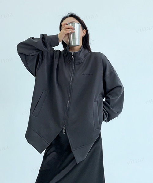 Dalfwin(ダールフィン)の「RICECAKE刺繍ロゴダブルジップハイネックジャケット(ブルゾン・レディース・ブラック/ダークグレー/ダークブラウン・FREE)」の14枚目の写真