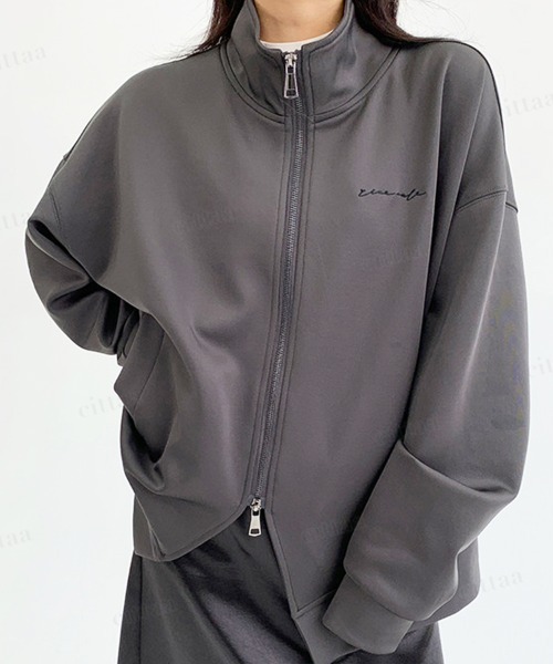 Dalfwin(ダールフィン)の「RICECAKE刺繍ロゴダブルジップハイネックジャケット(ブルゾン・レディース・ブラック/ダークグレー/ダークブラウン・FREE)」の15枚目の写真