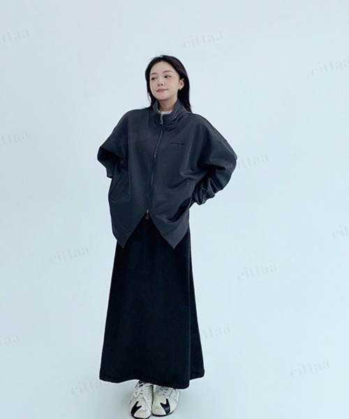 Dalfwin(ダールフィン)の「RICECAKE刺繍ロゴダブルジップハイネックジャケット(ブルゾン・レディース・ブラック/ダークグレー/ダークブラウン・FREE)」の17枚目の写真