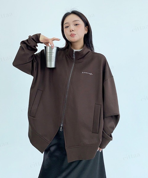 Dalfwin(ダールフィン)の「RICECAKE刺繍ロゴダブルジップハイネックジャケット(ブルゾン・レディース・ブラック/ダークグレー/ダークブラウン・FREE)」の20枚目の写真