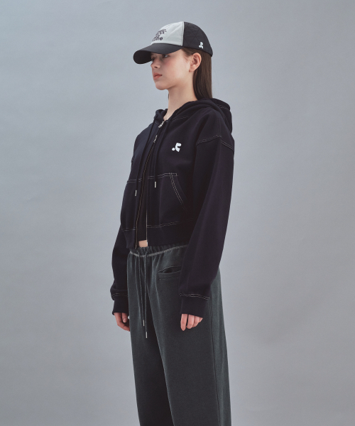 Rest&Recreation（レストアンドレクリエーション）の「STITCH CROPPED HOOD ZIP-UP - DARK NAVY（パーカー・メンズ・その他・ONE）」の2枚目の写真