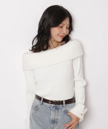 オフショルファーニット