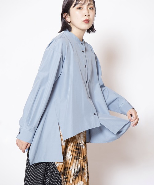 OSMOSIS(オズモーシス)の「アシンメトリーヘムブラウス(シャツ/ブラウス・レディース・ブラック/サックスブルー/ホワイト・ONE SIZE)」の15枚目の写真