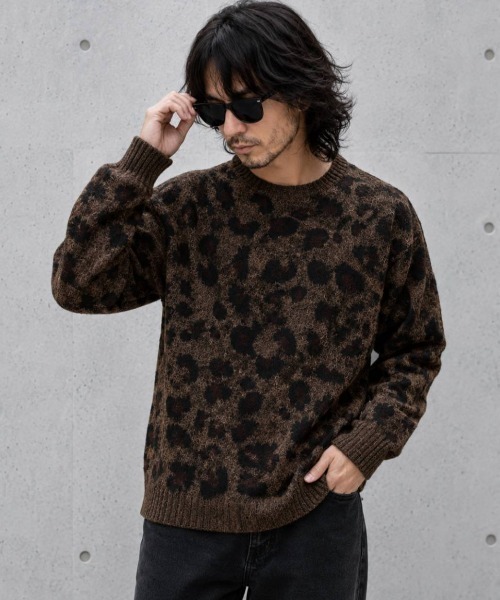 KAMINARI_TOKIO(カミナリトキオ)の「シャギーレオパードニットプルオーバー(ニット/セーター・レディース・ブラウン/グレー/アイボリー・FREE)」の3枚目の写真