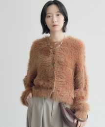 cloche フェザー配色カーディガン