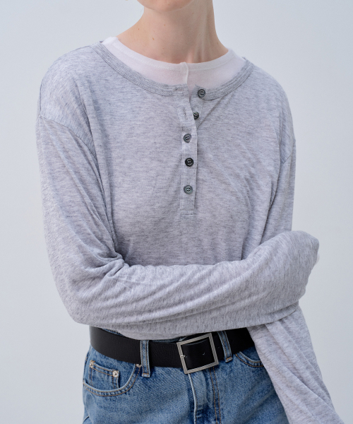 NOTIA(ノティア)の「ヘンリーネックTシャツ メランジグレー(Tシャツ/カットソー・レディース・その他・SMALL/MEDIUM)」の1枚目の写真