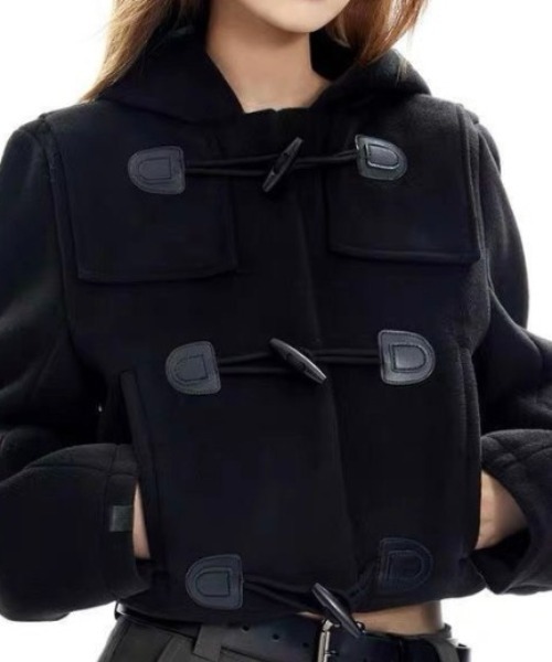 Teem Store(チームストア)の「クロップドショートダッフルコート(ダッフルコート・レディース・ブラック・M)」の3枚目の写真