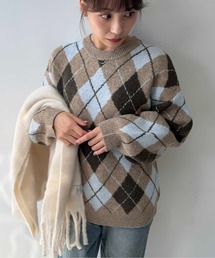 ☆ゆったり アーガイル柄ニットプルオーバー【UNISEX ITEM】
