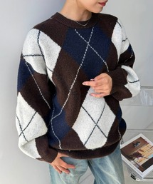 ☆ゆったり アーガイル柄ニットプルオーバー【UNISEX ITEM】