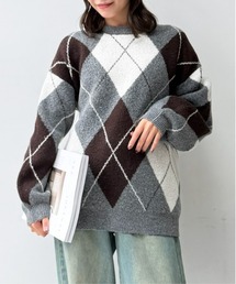 ☆ゆったり アーガイル柄ニットプルオーバー【UNISEX ITEM】