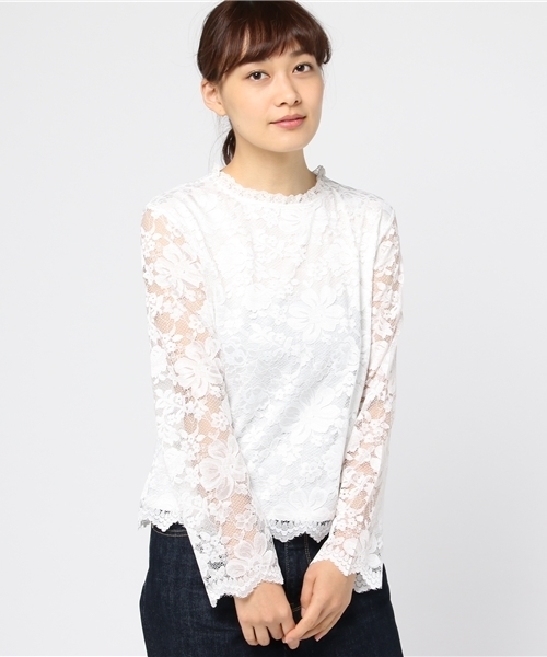 archives（アルシーヴ）の「レース地ブラウスプルオーバー（シャツ/ブラウス・レディース・オフホワイト/ブラック/ピンク系その他・MEDIUM）」の2枚目の写真