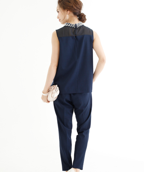 マニッシュフォーマル&ロング丈ワイドパンツセットアップ結婚式対応