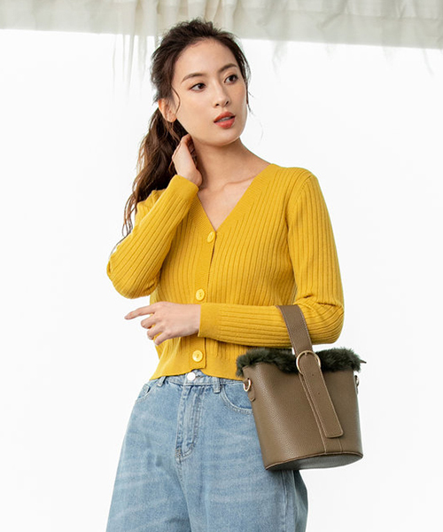 fifth(フィフス)の「コンパクトリブニットカーディガン(カーディガン/ボレロ・レディース・グレー/ベビーピンク/ブラック/ベージュ/ネイビー/ブラウン/ホワイト/マスタード/ピンク・MEDIUM)」の7枚目の写真